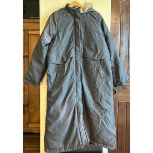 Totes Women's Long Puffer Jacket Removable Faux Fur Hood Duster Size 1X